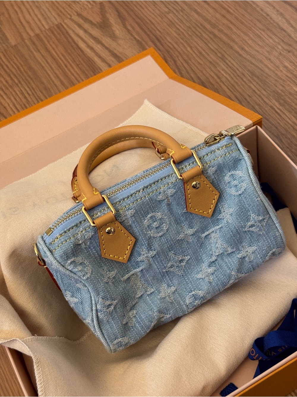 Louis Vuitton Light Blue Denim Nano Speedy 2023 - Picture 9 of 16